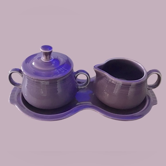 Fiestaware Other - Rare Fiesta Lilac Covered Sugar, Cream & Tray Set